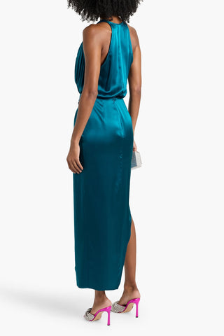 MICHELLE MASON WRAP-EFFECT SILK-SATIN MIDI DRESS - Size 10