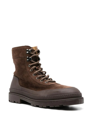 Brunello Cucinelli Brunello Cucinelli Suede Combat Boots with Lug Sole