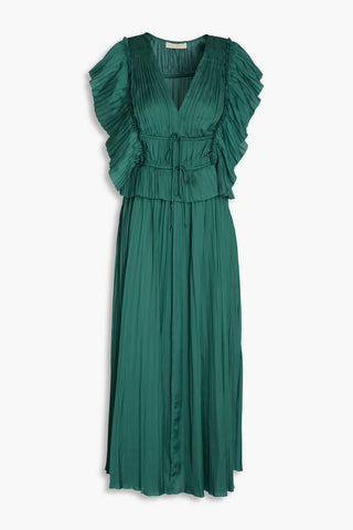 ULLA JOHNSON LETTY SATIN MIDI DRESS - Size 0