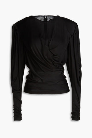 ISABEL MARANT GATHERED SATIN-JERSEY TOP - Size 40