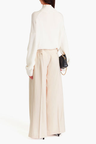 THEORY PLEATED WOOL-BLEND WIDE-LEG PANTS - Size 4