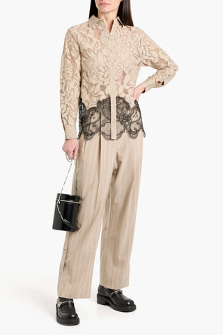 3.1 PHILLIP LIM TWO-TONE CORDED LACE SHIRT - Size 4