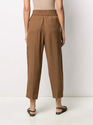 Brunello Cucinelli Textured Elasticated Waist Tapered Trousers