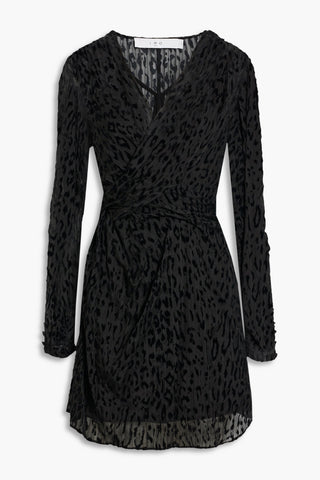 IRO LAYANA WRAP-EFFECT DEVOR SILK-CHIFFON MINI DRESS - Size 40