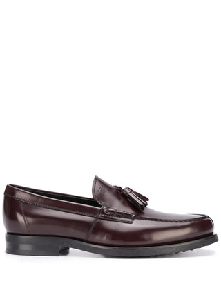 Tods Polished Leather Tassel Loafers Brown