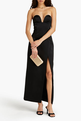 SARA BATTAGLIA STRAPLESS SATIN MAXI DRESS - Size 42