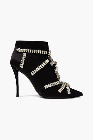 ROGER VIVIER SIN EVENING 100 CRYSTAL-EMBELLISHED SATIN ANKLE BOOTS - Size 38