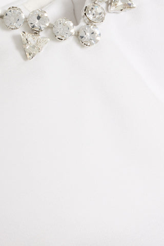 AREA CROPPED CRYSTAL-EMBELLISHED PONTE BUSTIER TOP - Size L