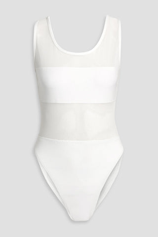 NORMA KAMALI DASH DASH MIO MESH-PANELED SWIMSUIT - Size M