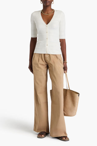 VERONICA BEARD CALLIOPE RIBBED-KNIT TOP - Size L