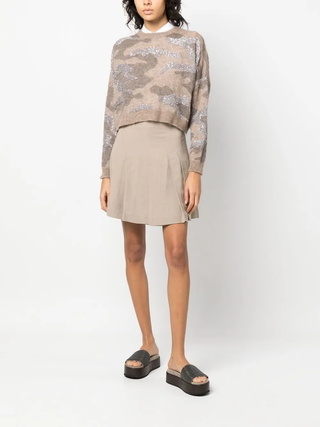 Brunello Cucinelli Cotton Twill Pleated Skirt