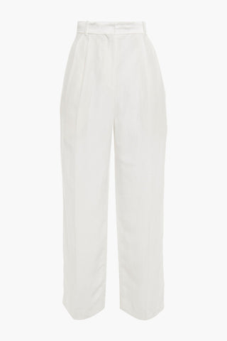 SANDRO PLEATED SLUB-WOVEN WIDE-LEG PANTS - Size 42