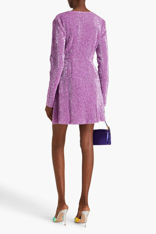 STINE GOYA NOELLA SEQUINED LAM-JERSEY MINI DRESS - Size XXS