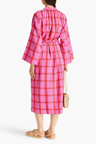 MARA HOFFMAN LYSA CHECKED COTTON-JACQUARD MIDI DRESS - Size 4XL