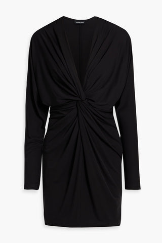 ANINE BING MATHILDE TWISTED STRETCH-JERSEY MINI DRESS - Size XS