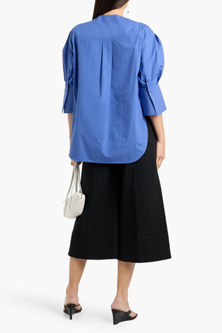 ANOTHER TOMORROW OVERSIZED PLEATED COTTON-POPLIN TOP - Size 36