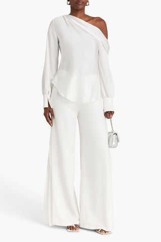 SIMKHAI ALICE ONE-SHOULDER SATIN-CREPE TOP - Size M