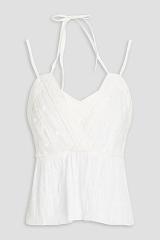 IRO TIE-DETAILED BRODERIE ANGLAISE COTTON TOP - Size 42