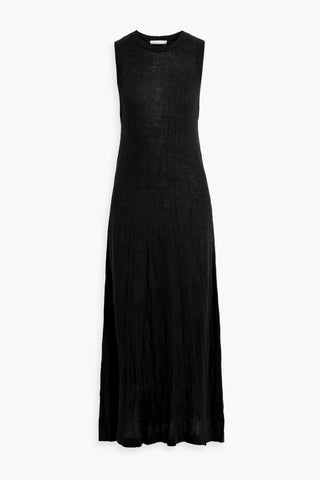 HELMUT LANG CRINKLED MERINO WOOL-BLEND MIDI DRESS - Size S