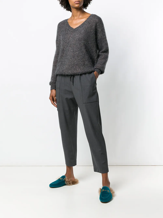 Brunello Cucinelli Gabardine Tailored Trousers with Beaded Stitching