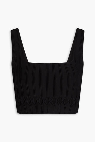 AJE. NEY CROPPED CUTOUT RIBBED-KNIT TOP - Size S