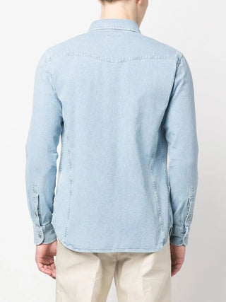 Tom Ford Cotton Point-Yoke Western Shirt Light Blue