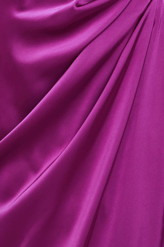 RHEA COSTA DRAPED SATIN MAXI DRESS - Size 48