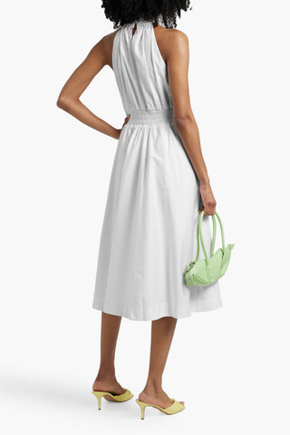 VERONICA BEARD KINNY SHIRRED COTTON-BLEND POPLIN MIDI DRESS - Size 2