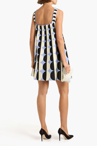 OSCAR DE LA RENTA PRINTED WOOL-BLEND CREPE MINI DRESS - Size M