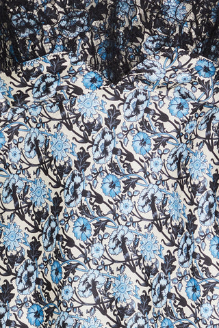 SANDRO FLORAL-PRINT SATIN-TWILL AND CORDED LACE CAMISOLE - Size 3