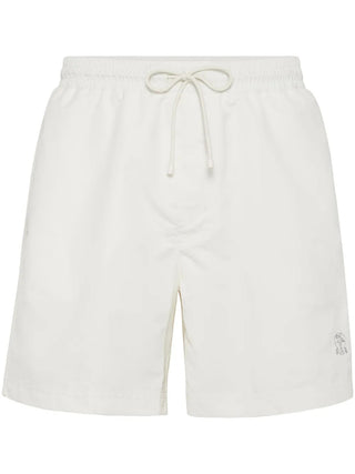 Brunello Cucinelli Technical Fabric Drawstring Swim Shorts Light Beige