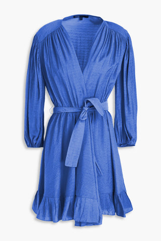 MAJE RUFFLED JACQUARD MINI WRAP DRESS - Size 42