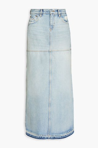 RE/DONE DISTRESSED DENIM MAXI SKIRT - Size 26