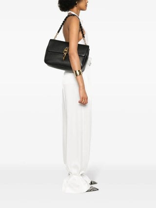 Tom Ford Grained Leather Flap Shoulder Bag with Braided Strap