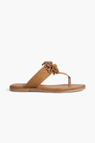 IRIS & INK GRACE POMPOM-EMBELLISHED SUEDE SANDALS - Size 38