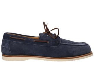 Brunello Cucinelli Suede Laced Navy Boat Shoes