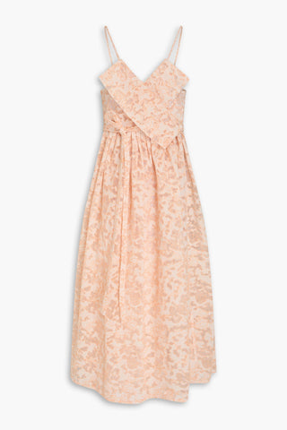 STINE GOYA LILIAN EMBROIDERED ORGANZA MIDI WRAP DRESS - Size M