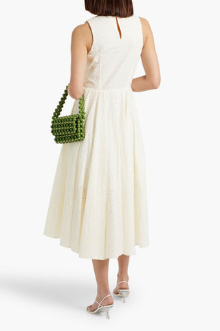FRAME BRODERIE ANGLAISE COTTON MIDI DRESS - Size S