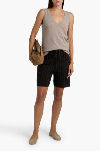 TOTEME CABLE-KNIT WOOL AND CASHMERE-BLEND SHORTS - Size S
