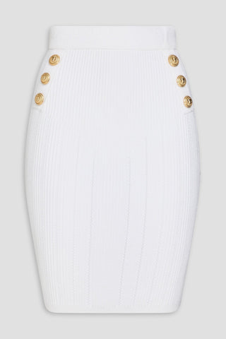 BALMAIN RIBBED-KNIT MINI SKIRT - Size 38