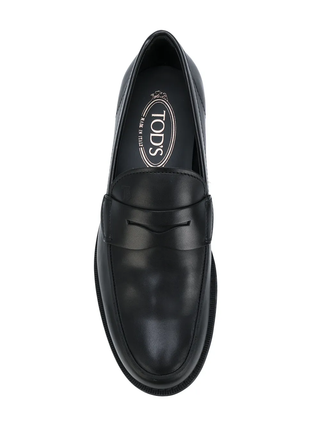 Tods Smooth Leather Penny Loafers with Gommino Sole Black