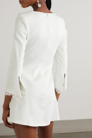 RIME ARODAKY TWIST-FRONT LACE-TRIMMED CREPE MINI DRESS - Size 38