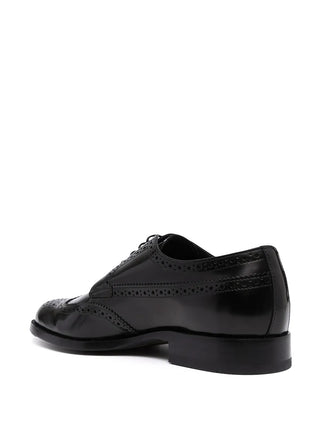 Tods Polished Leather Black Wingtip Derby Brogues