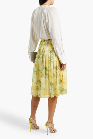 MIKAEL AGHAL PLEATED FLORAL-PRINT CHIFFON SKIRT - Size 4