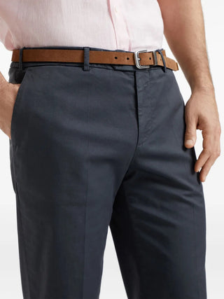 Brunello Cucinelli Cotton Flat-Front Slim-Fit Trousers Anthracite