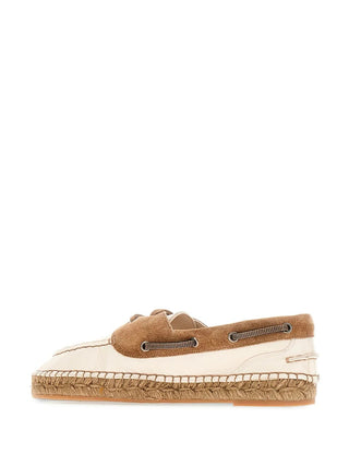 Brunello Cucinelli New Lamb Leather Suede Boat Espadrilles