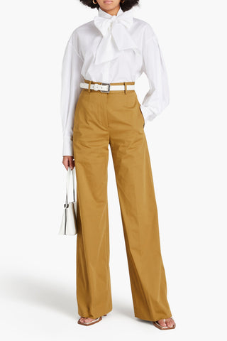 ANOTHER TOMORROW PUSSY-BOW COTTON-POPLIN BLOUSE - Size 38