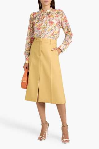 MIKAEL AGHAL FLORAL-PRINT CREPE DE CHINE BLOUSE - Size 12