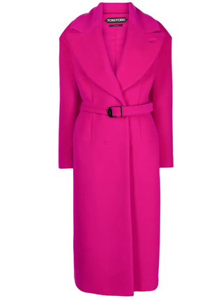 Tom Ford Wool-Blend Belted Wrap Coat Fuchsia