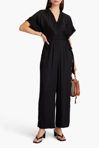 DIANE VON FURSTENBERG DECHEN CROPPED SATIN WIDE-LEG JUMPSUIT - Size XXS